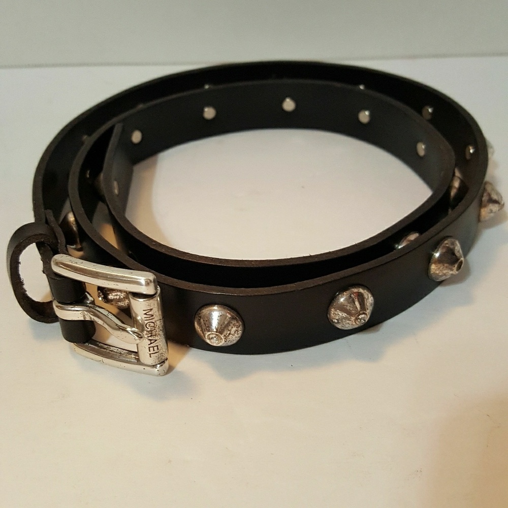 MICHAEL KORS 55443 RHINESTONE LEATHER STUDDED BELT
